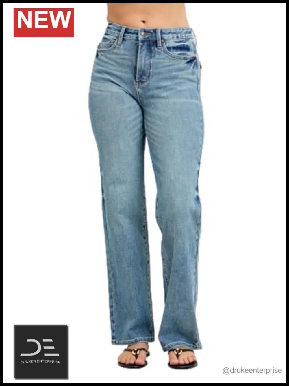 High Waisted Tummy Control Slim Straight Jeans 81% Cotton 3% Lycra Stretchable